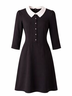 Riley & Rae Peter Pan Collar Dress Black & White Contrast Mini NWT Size 6